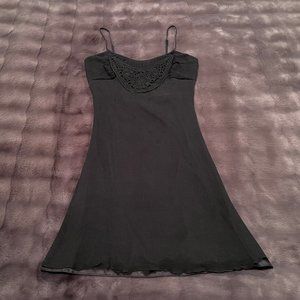 EXPRESS Black Silk Dress with Crochet Accent (Size: 4) - NWOT